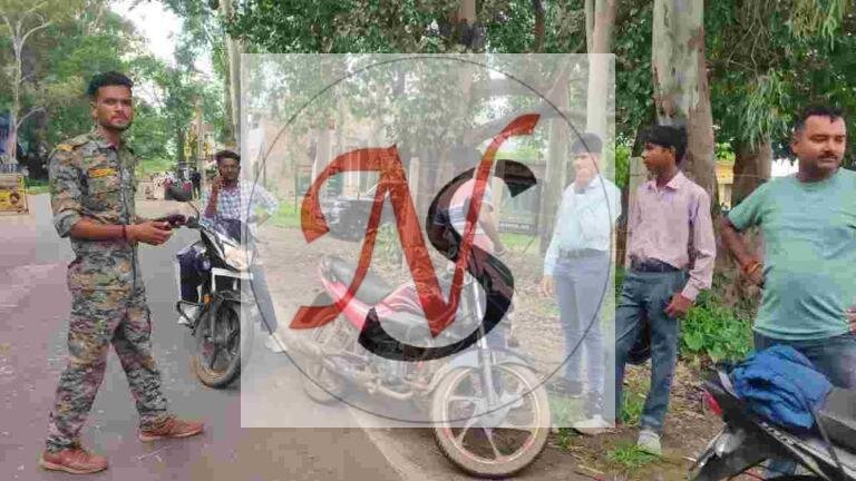 वाहन जांच अभियान, बिना हेलमेट के 33 बाइक चालकों का कटा चालान