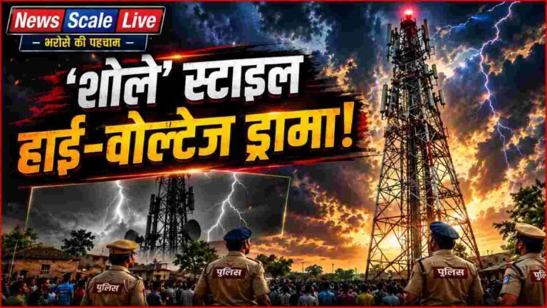नशे में धुत युवक मोबाइल टावर पर चढ़ा, देर रात मचा हड़कंप